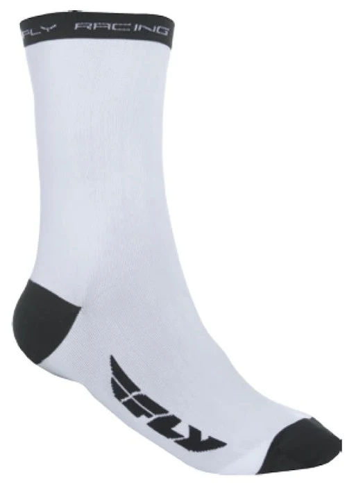 Fly Racing Crew Socks ~ 350-0374L; White/Black, Size Large/XL (WB4LXL)